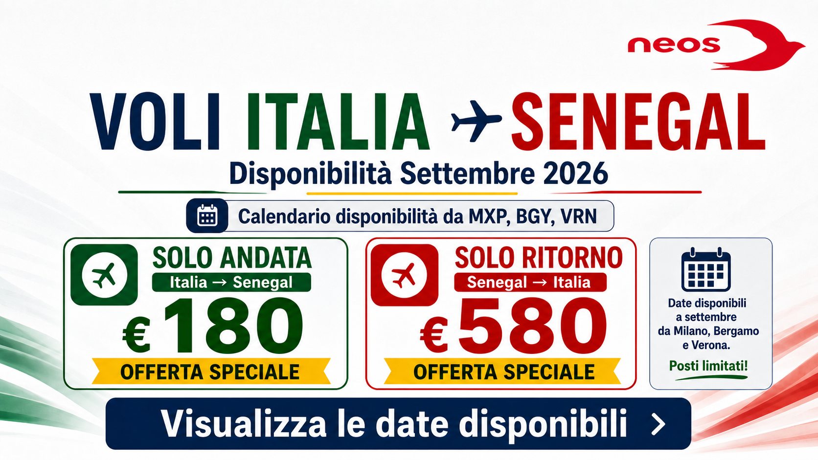 Calendario Date Italia - Senegal Settembre 2026